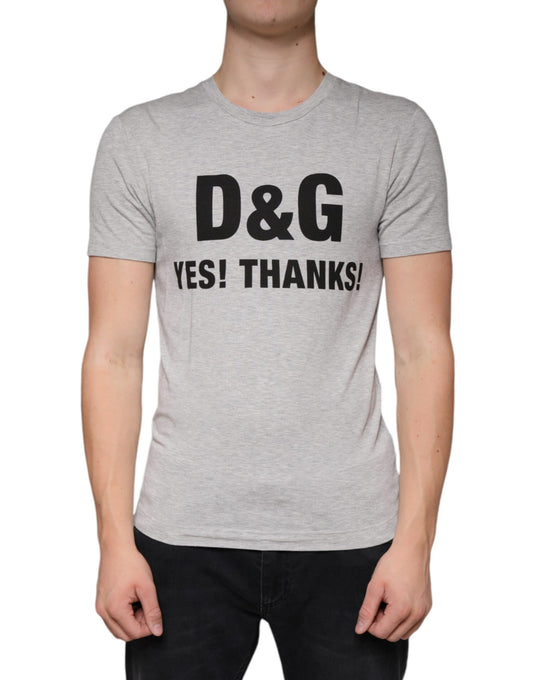 T-shirt ras du cou à manches courtes et logo imprimé gris