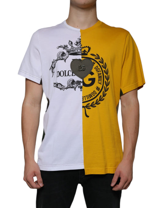 T-shirt à manches courtes avec logo imprimé blanc et jaune