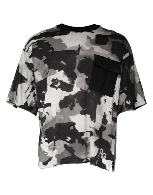 T-shirt ras du cou en coton camouflage multicolore