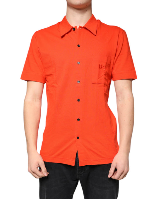 Polo décontracté boutonné en coton orange