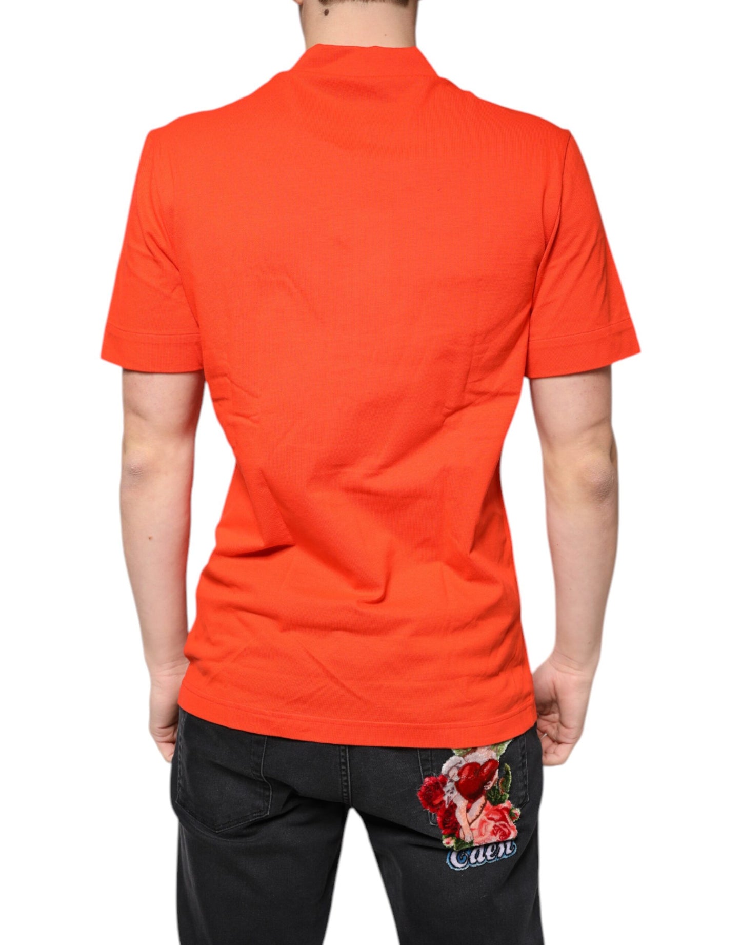 Polo décontracté boutonné en coton orange