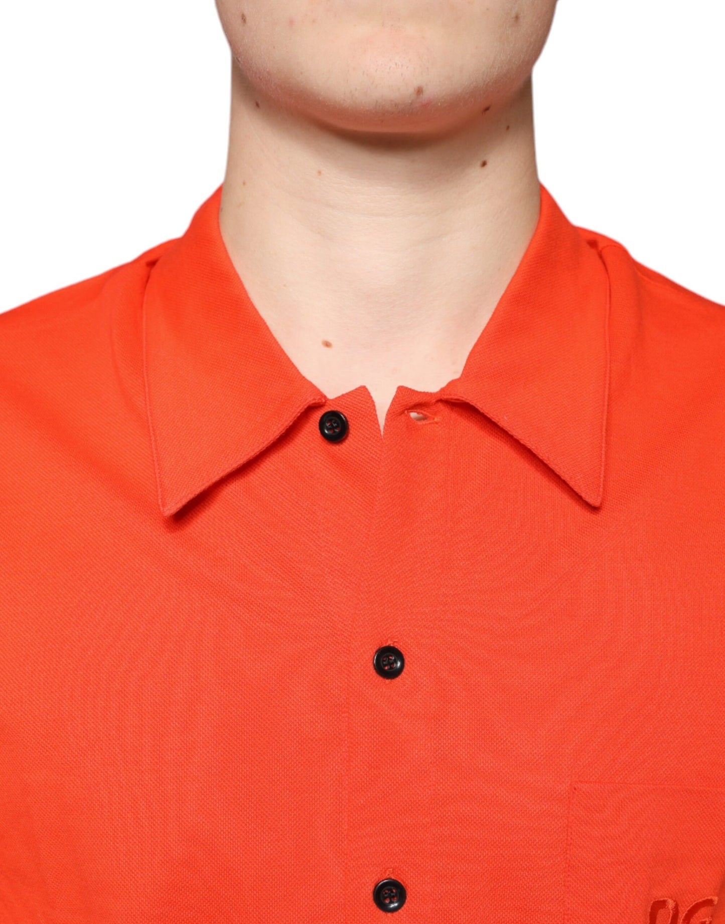 Polo décontracté boutonné en coton orange