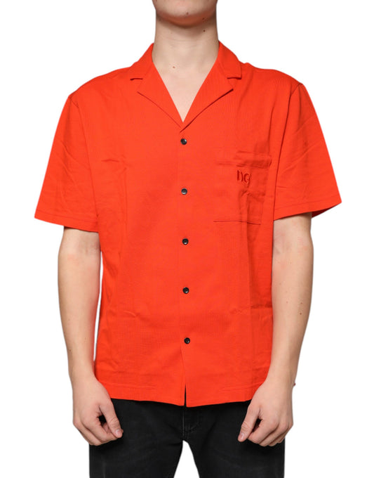 Polo décontracté boutonné en coton orange