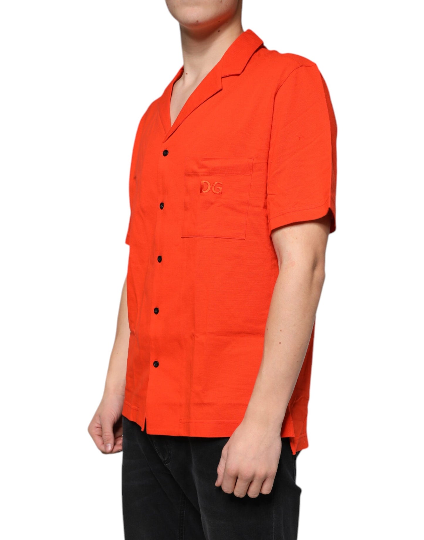 Polo décontracté boutonné en coton orange