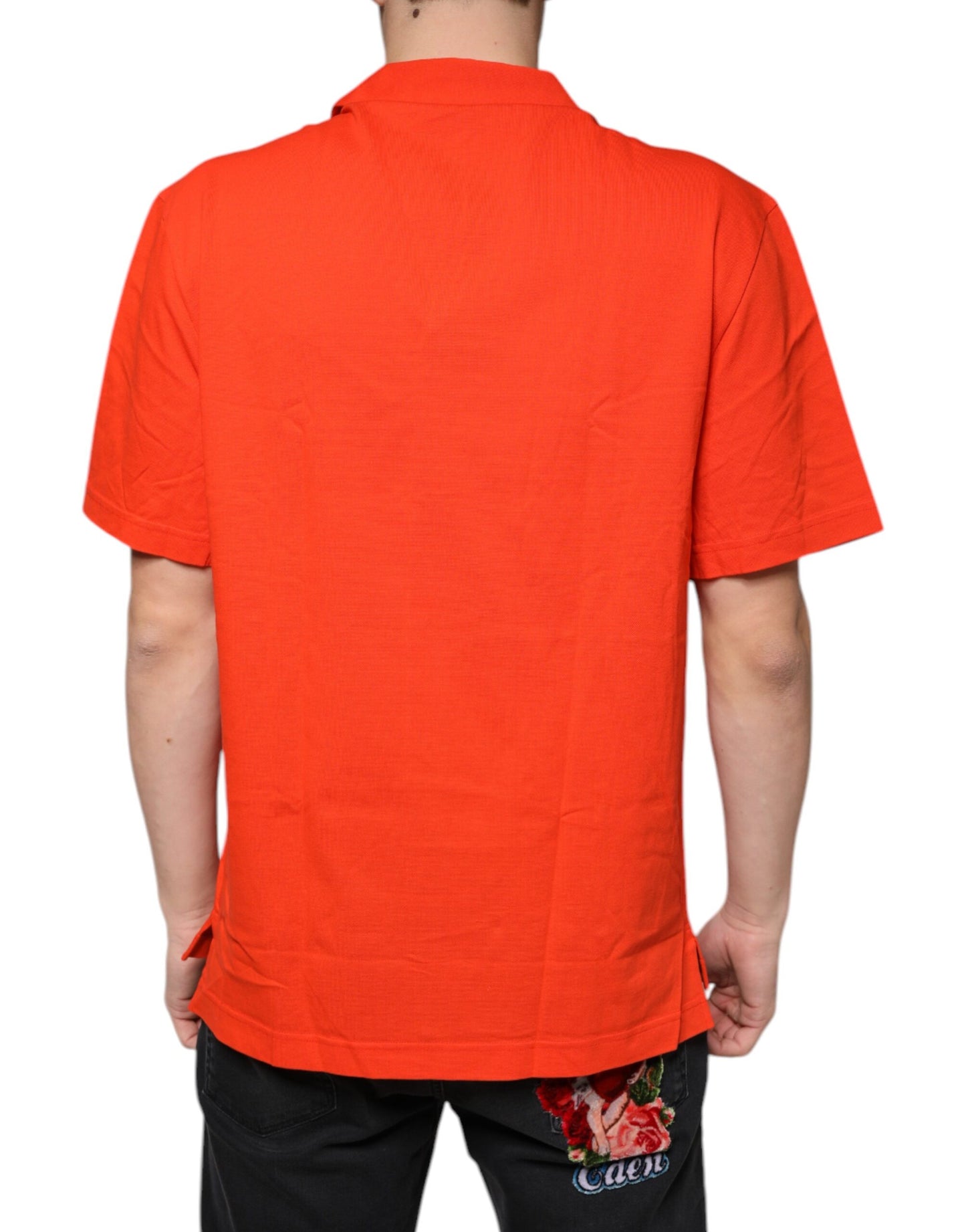 Polo décontracté boutonné en coton orange