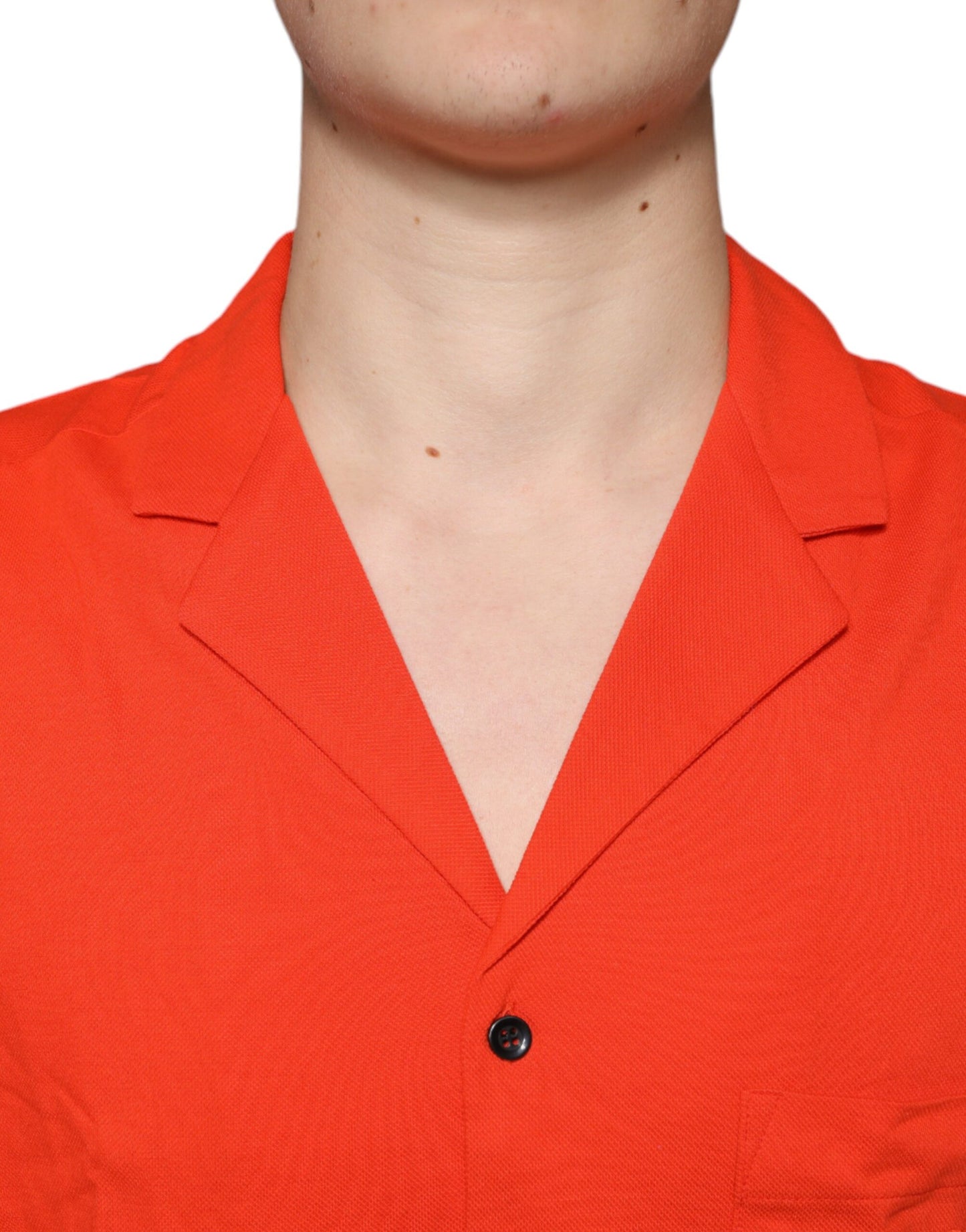 Polo décontracté boutonné en coton orange