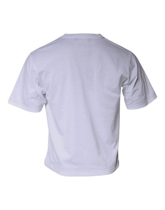 T-shirt blanc à manches courtes en coton avec logo DG