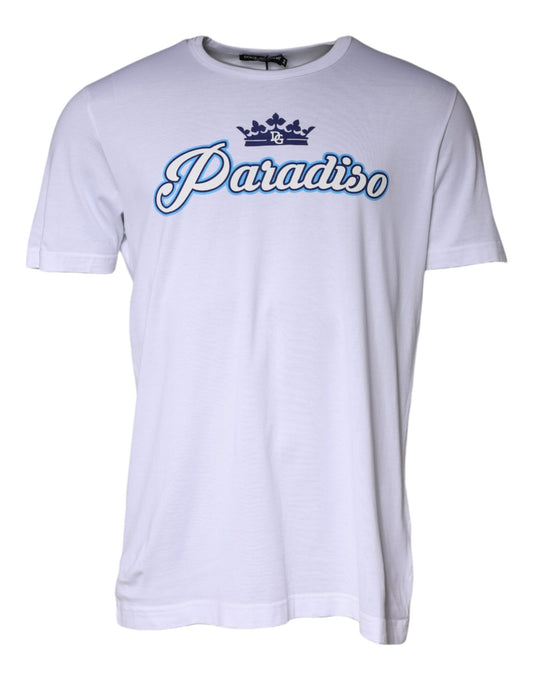 T-shirt blanc à manches courtes en coton Paradiso