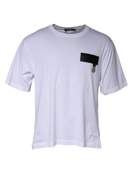 T-shirt ras du cou en coton avec logo blanc