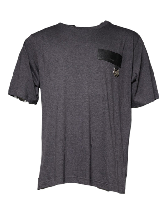 T-shirt ras du cou en coton gris avec logo