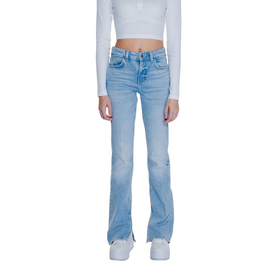 Jean mom en coton bleu clair
