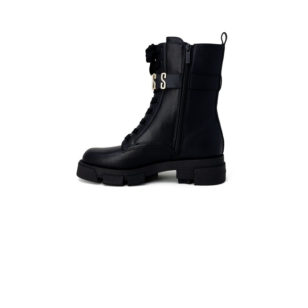 Botte en cuir artificiel noir
