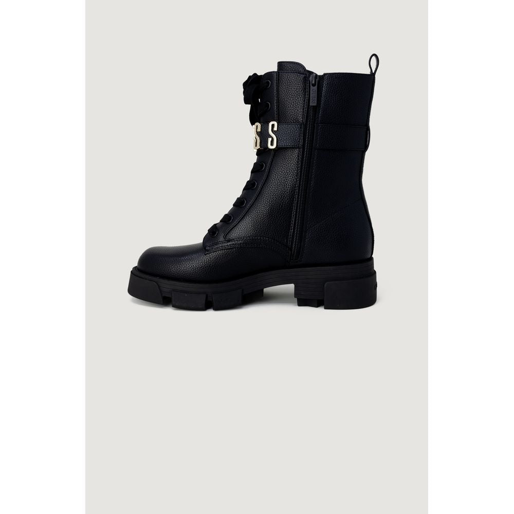 Botte en cuir artificiel noir