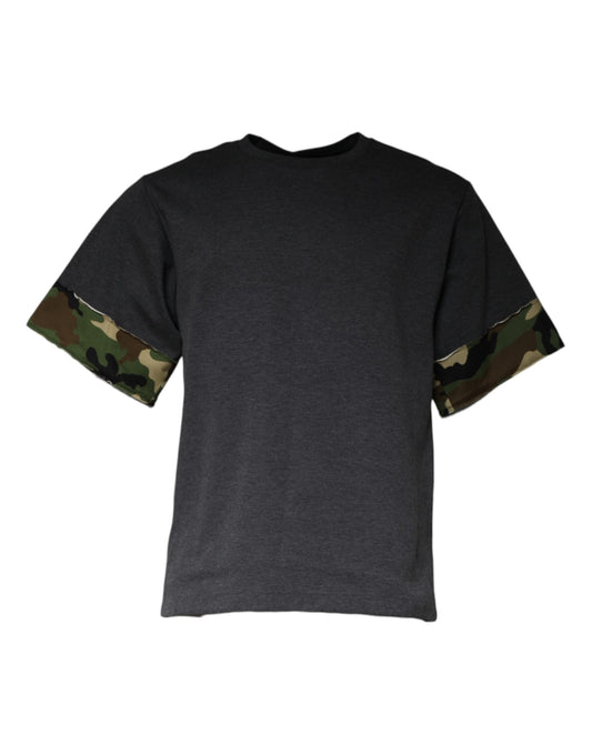 T-shirt ras du cou camouflage gris foncé