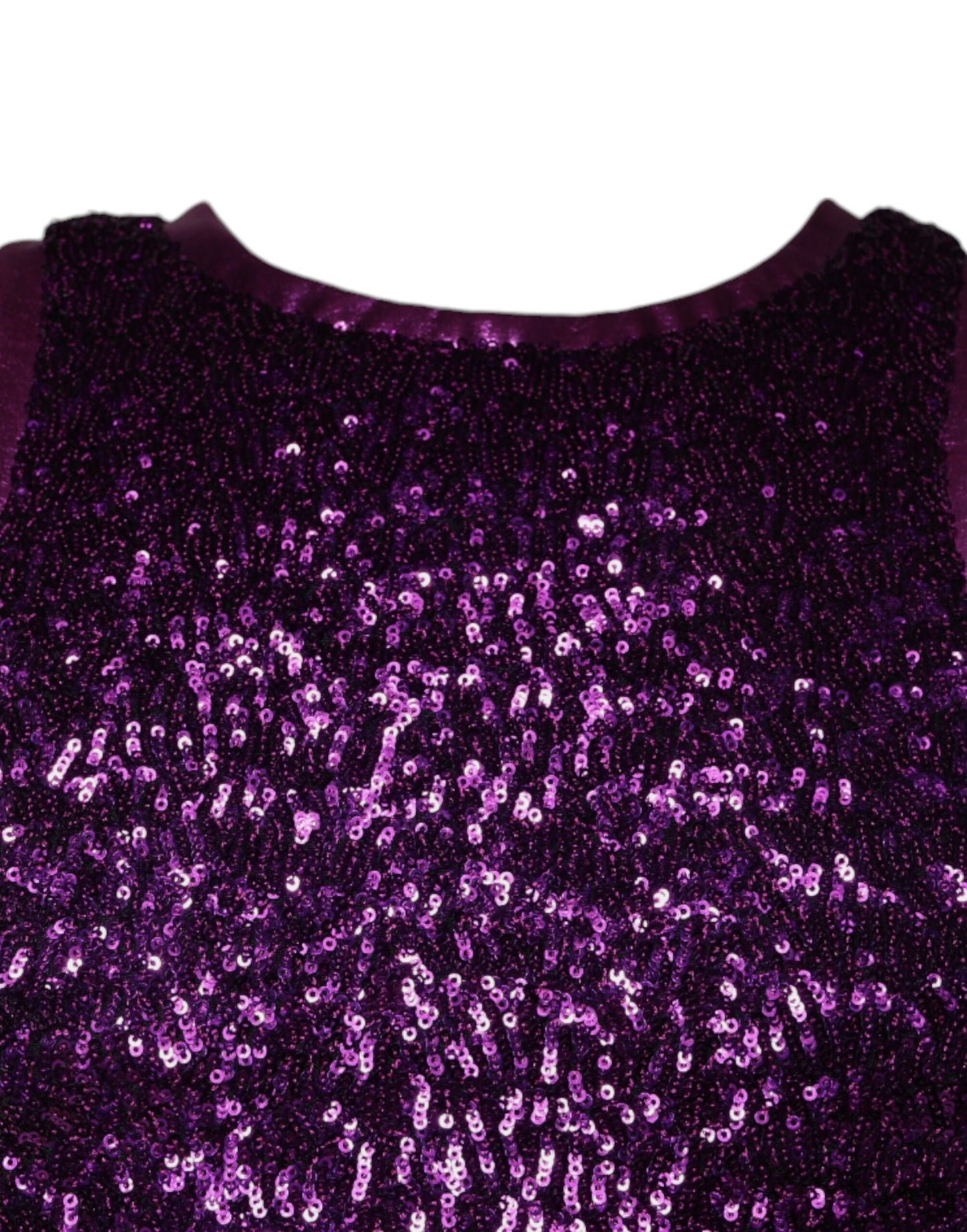 T-shirt sans manches à col rond et paillettes violettes