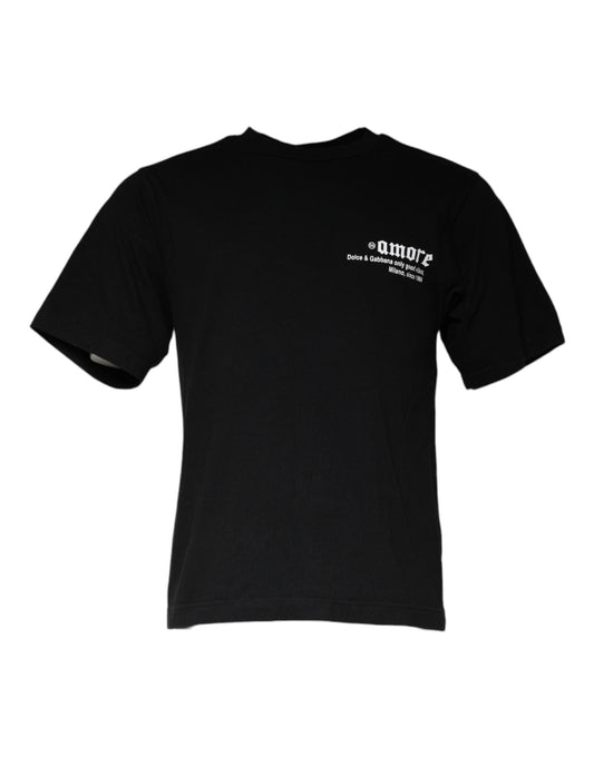 T-shirt ras du cou en coton imprimé Amore noir