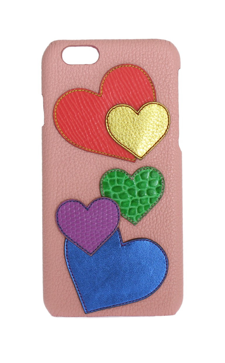 Funda de teléfono de cuero rosa con forma de corazón