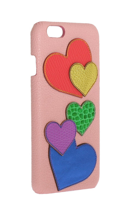 Funda de teléfono de cuero rosa con forma de corazón