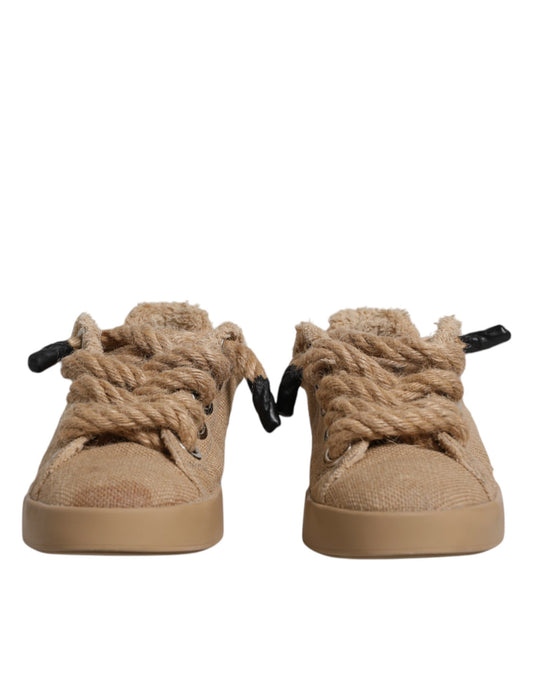 Baskets basses en toile de jute marron pour homme