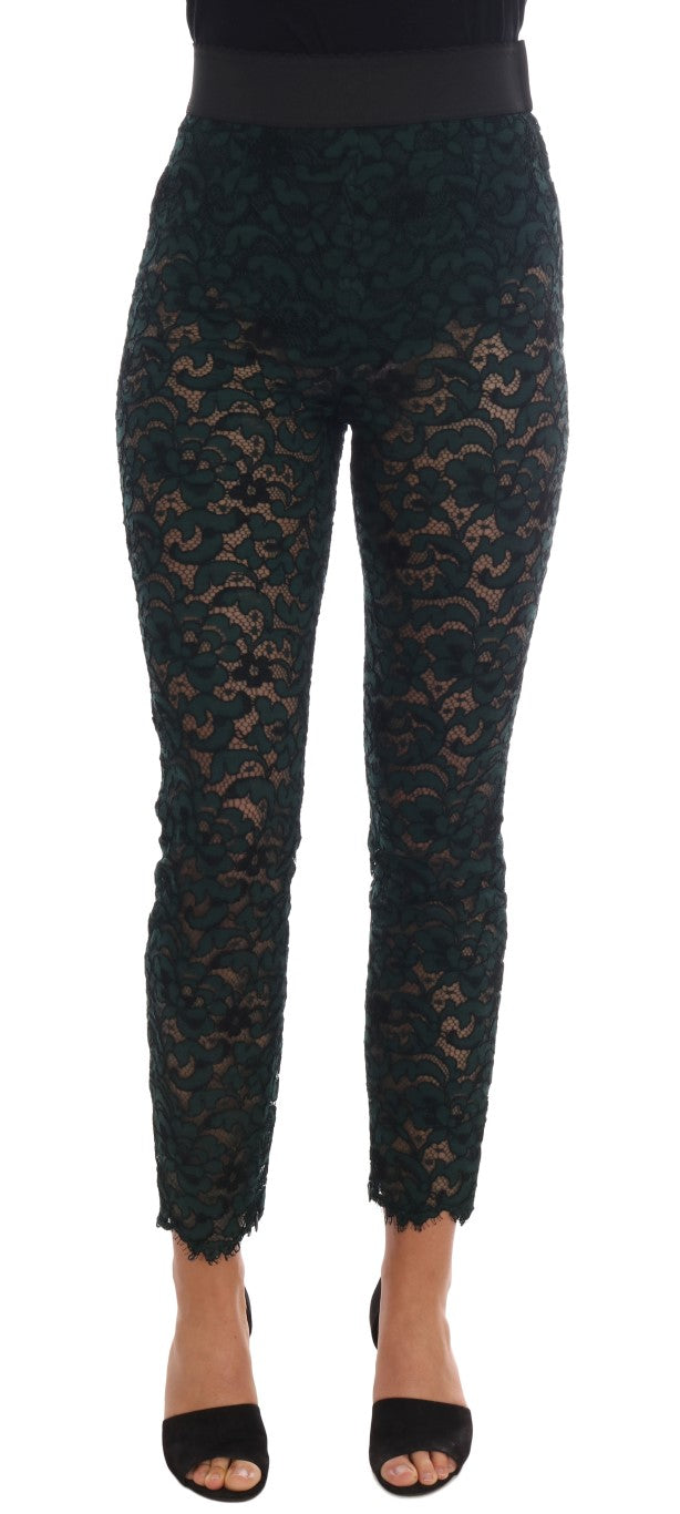 Leggings de encaje floral verde