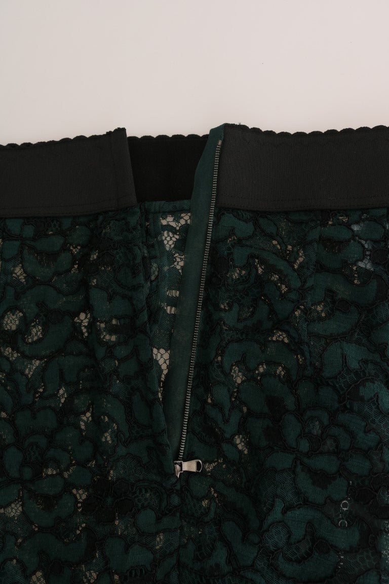 Leggings de encaje floral verde