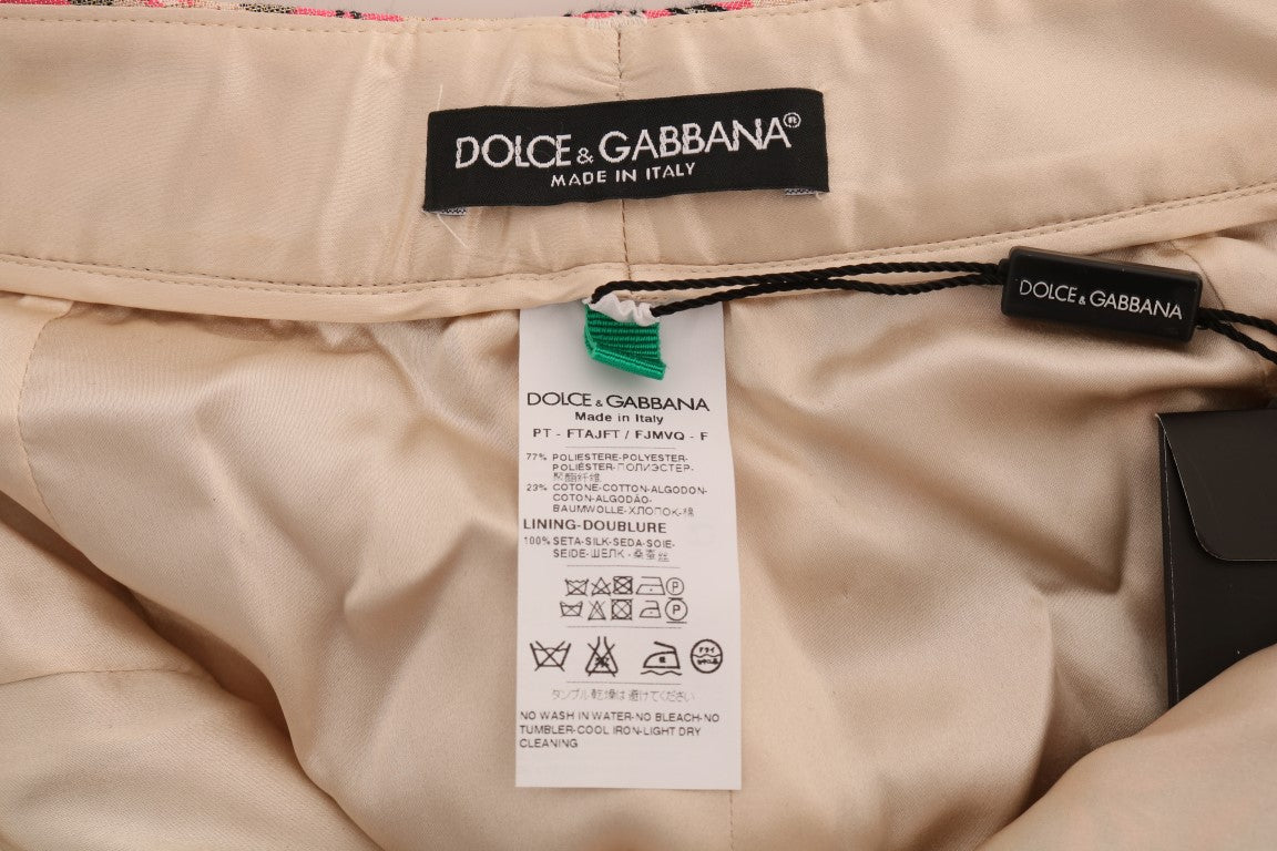 Pantalones capri con brocado floral rosa
