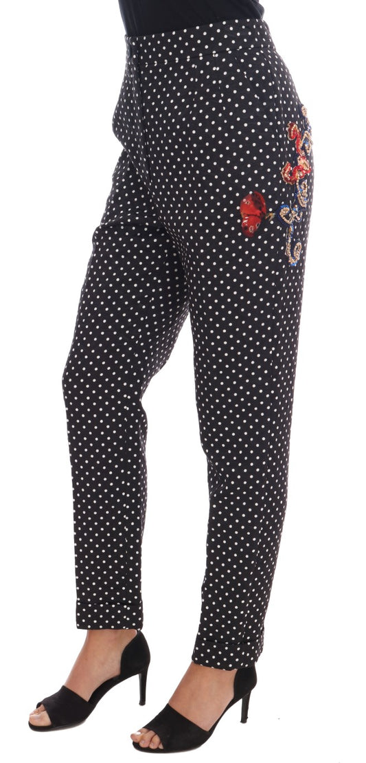 Pantalones de cristal de Sicilia con lunares negros