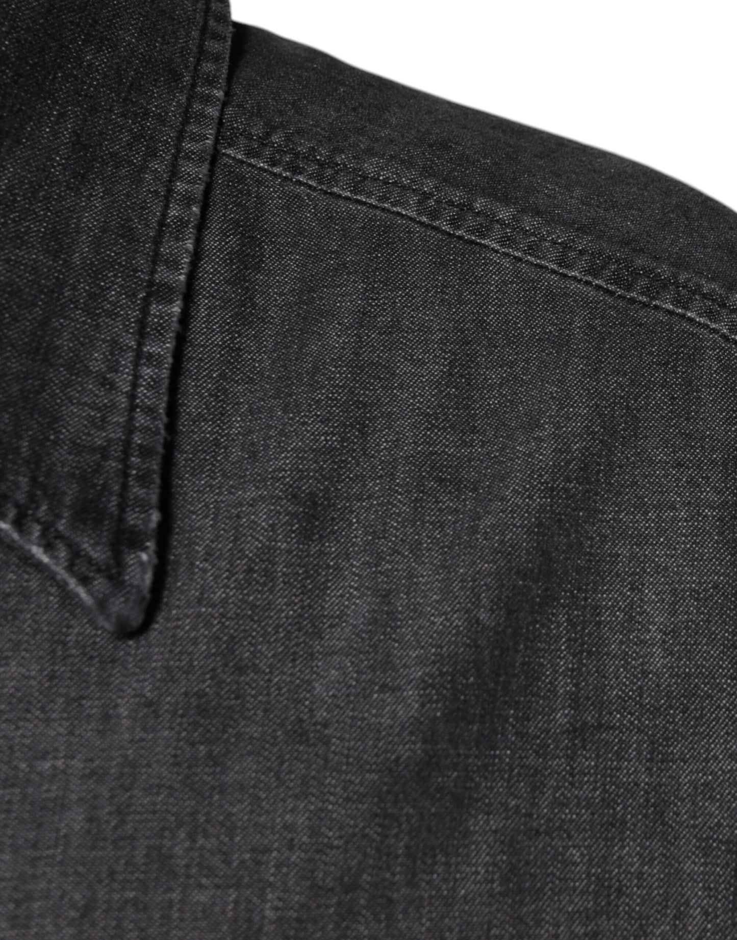 Chemise en jean boutonnée en coton avec logo noir