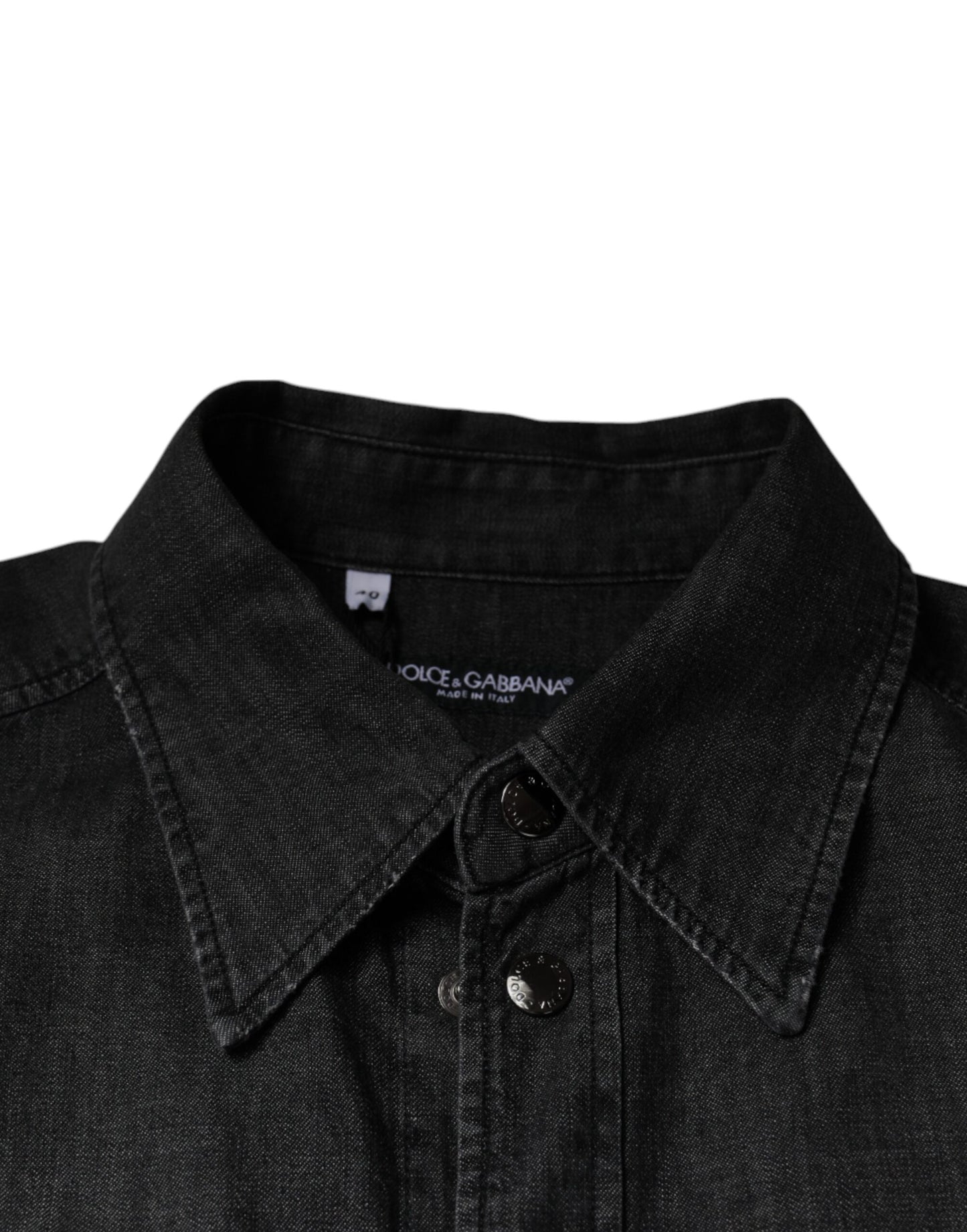 Chemise en jean boutonnée en coton avec logo noir