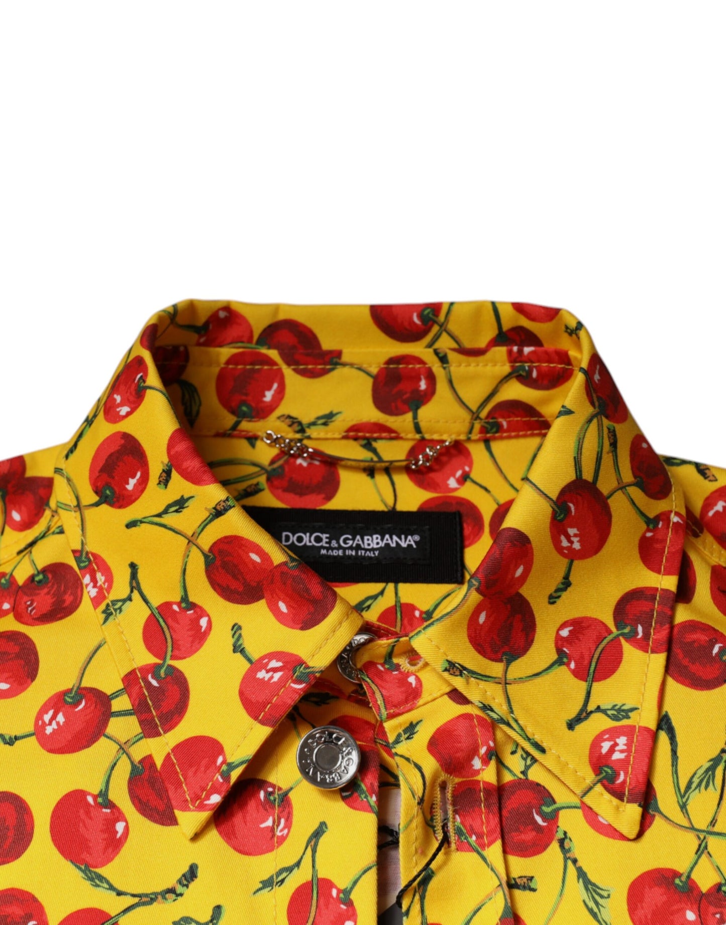 Chemise décontractée boutonnée jaune cerise pour homme