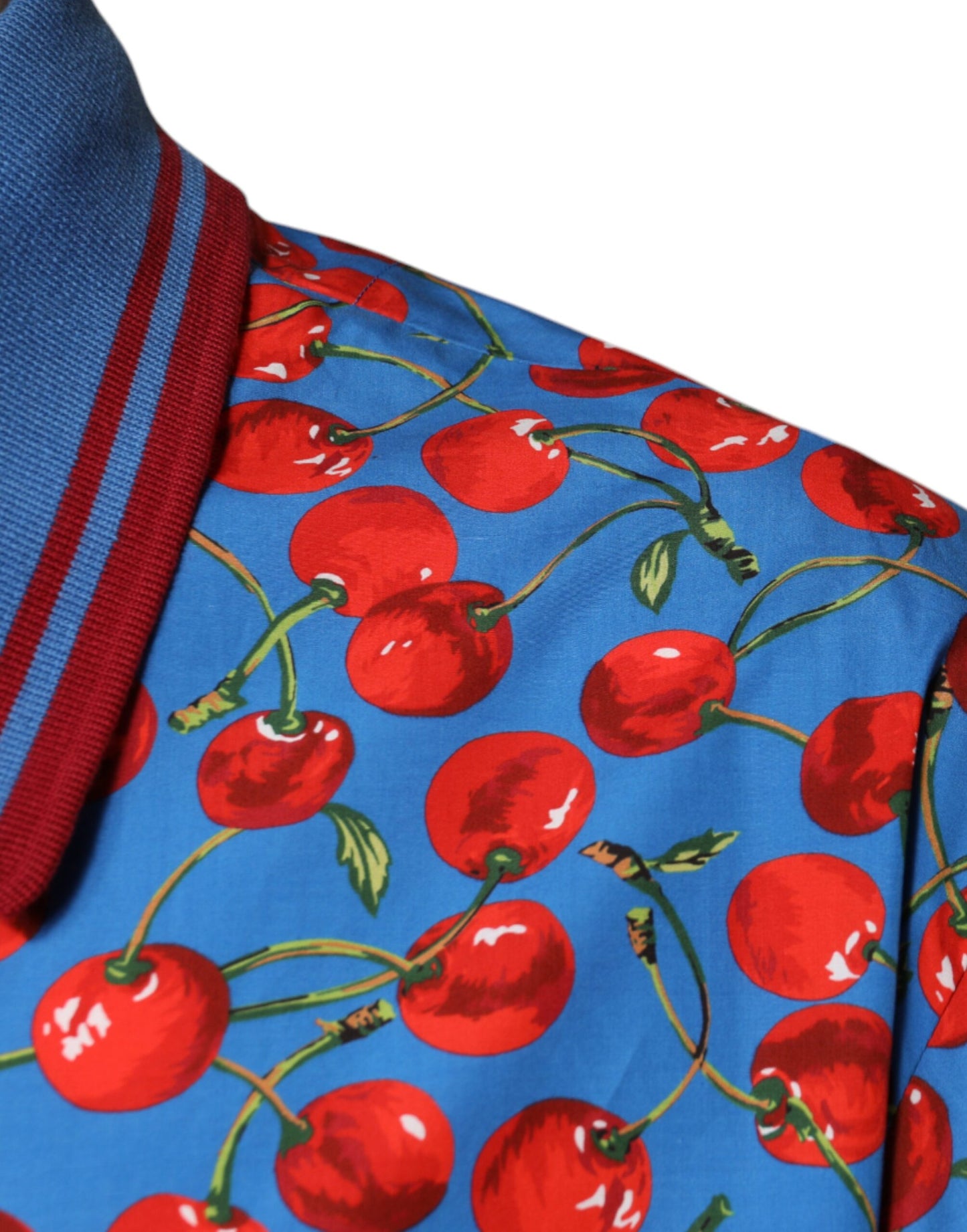 Polo à col en coton bleu cerise pour homme