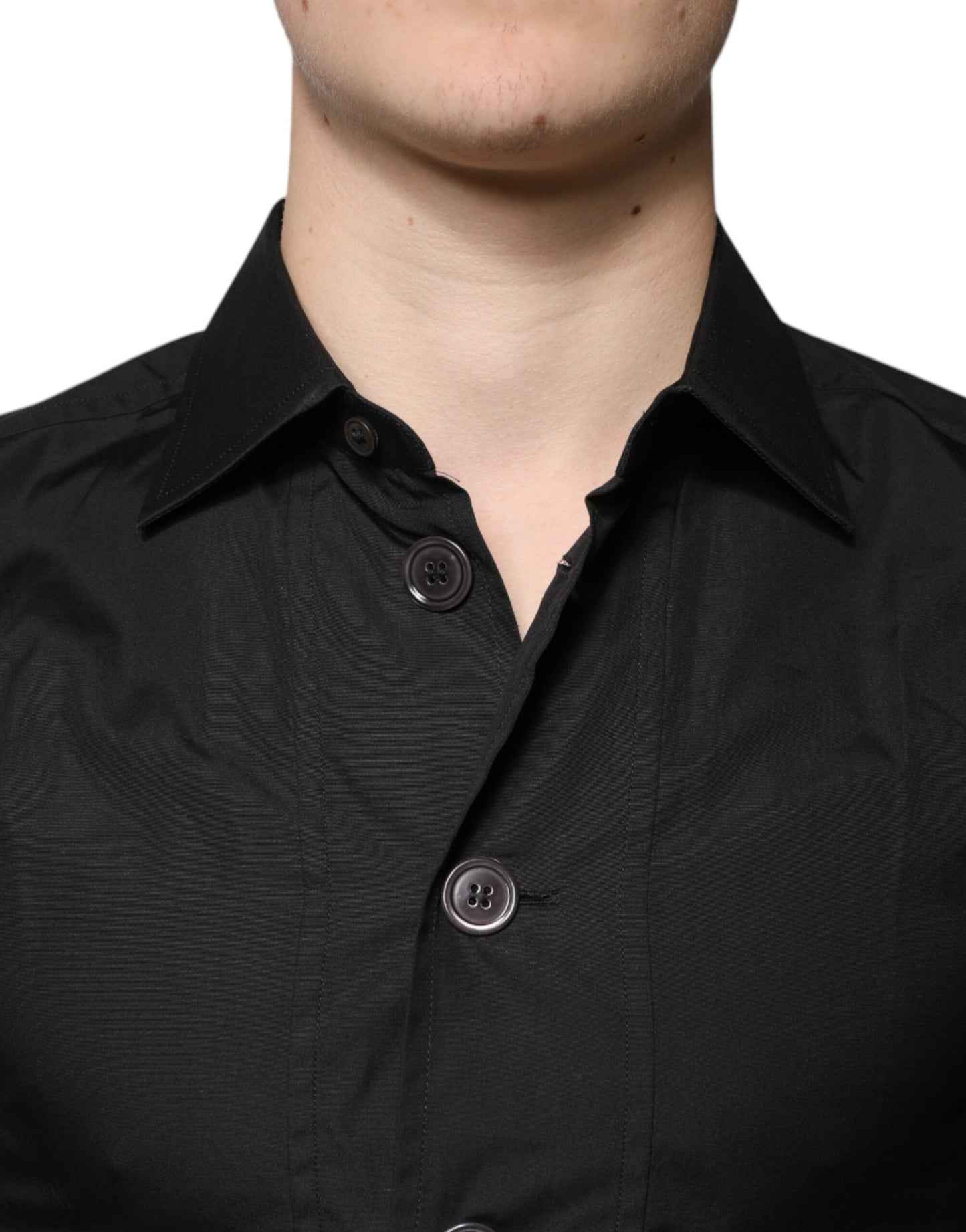 Camisa formal de algodón negra de manga larga
