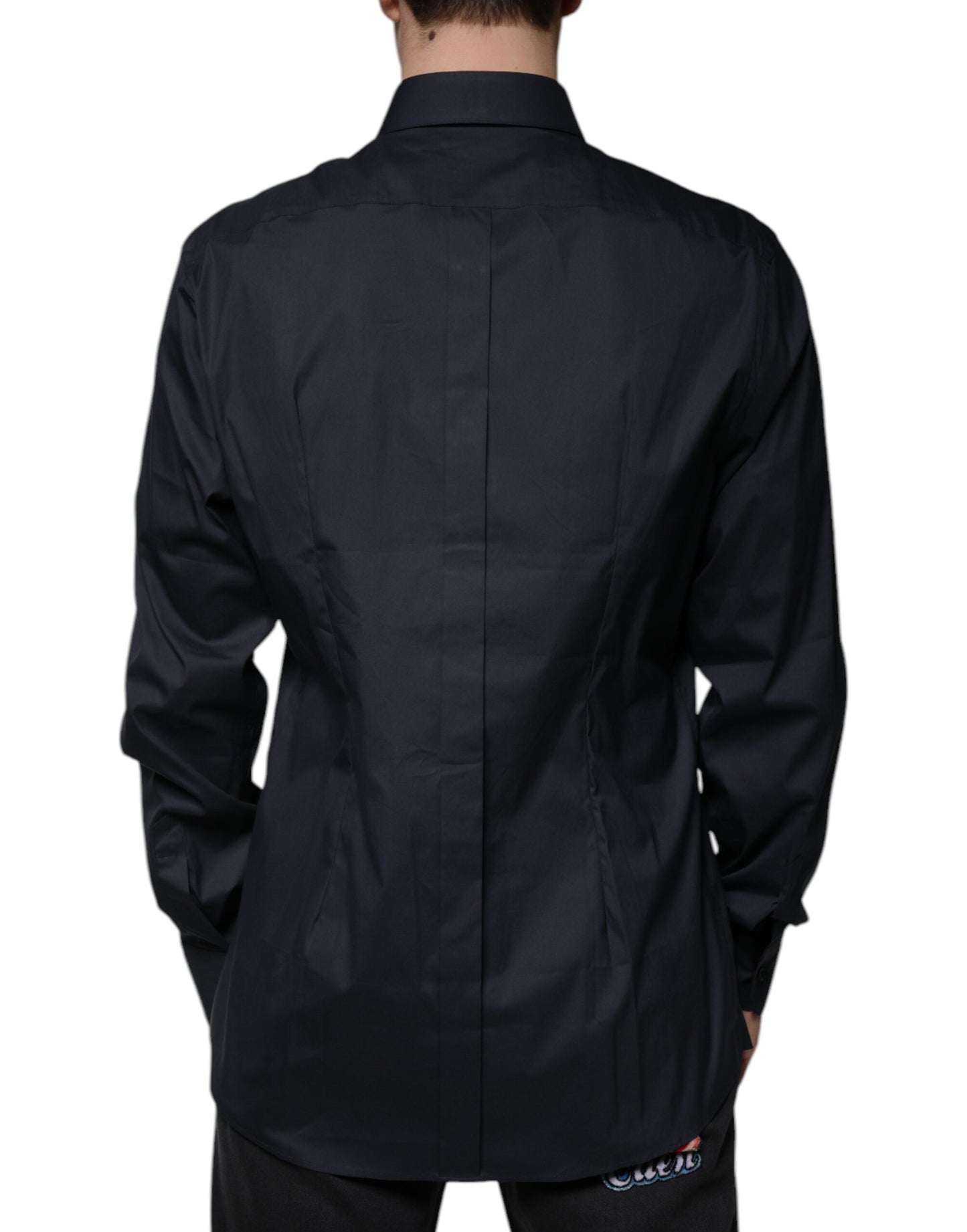 Camisa de vestir formal de mezcla de algodón negra GOLD