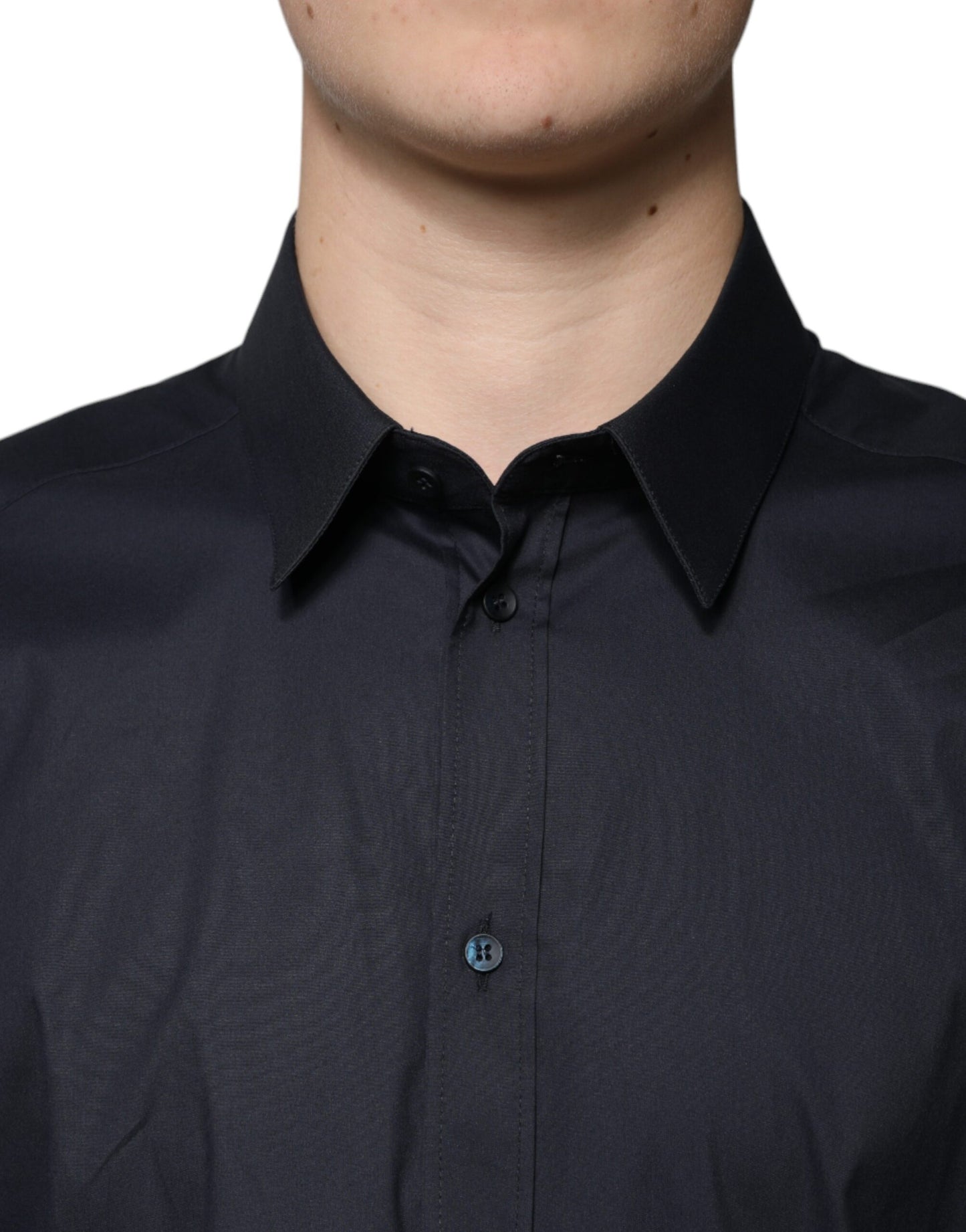 Camisa de vestir formal de mezcla de algodón negra GOLD