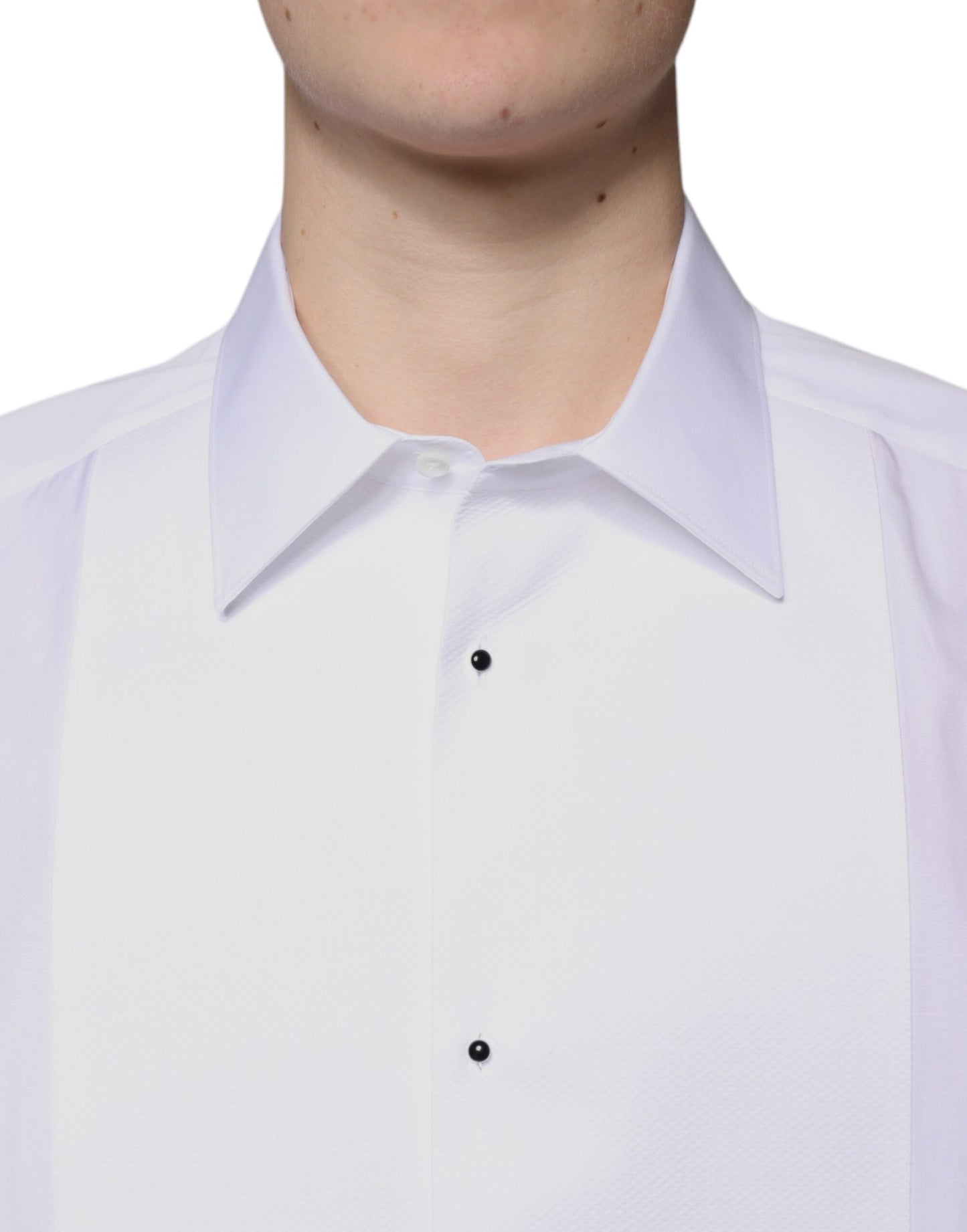 Chemise habillée en popeline de coton blanche à plastron doré