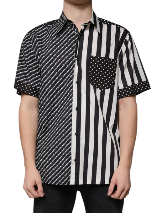 Chemise décontractée boutonnée à rayures noires et blanches