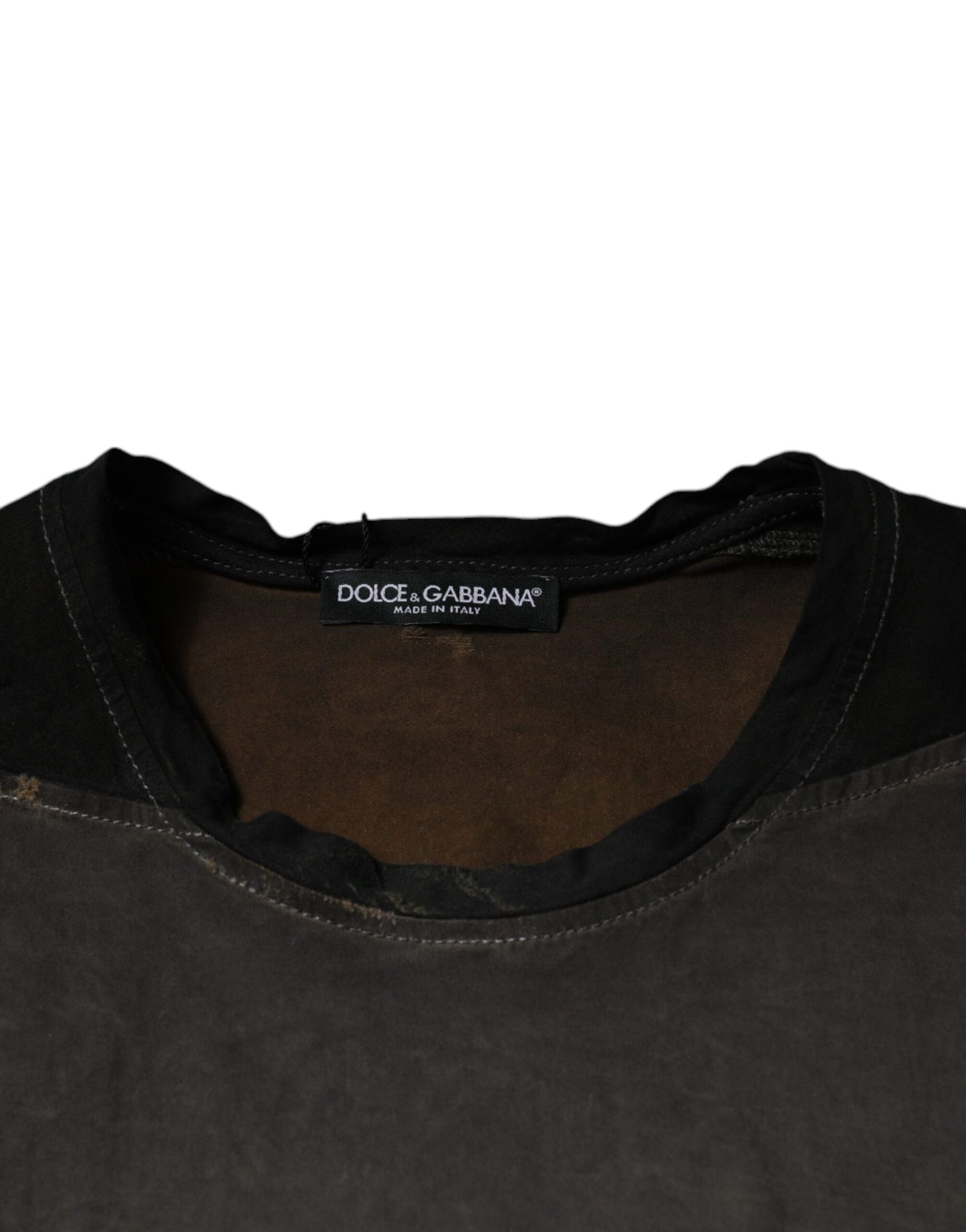 T-shirt col rond en coton à imprimé graphique marron