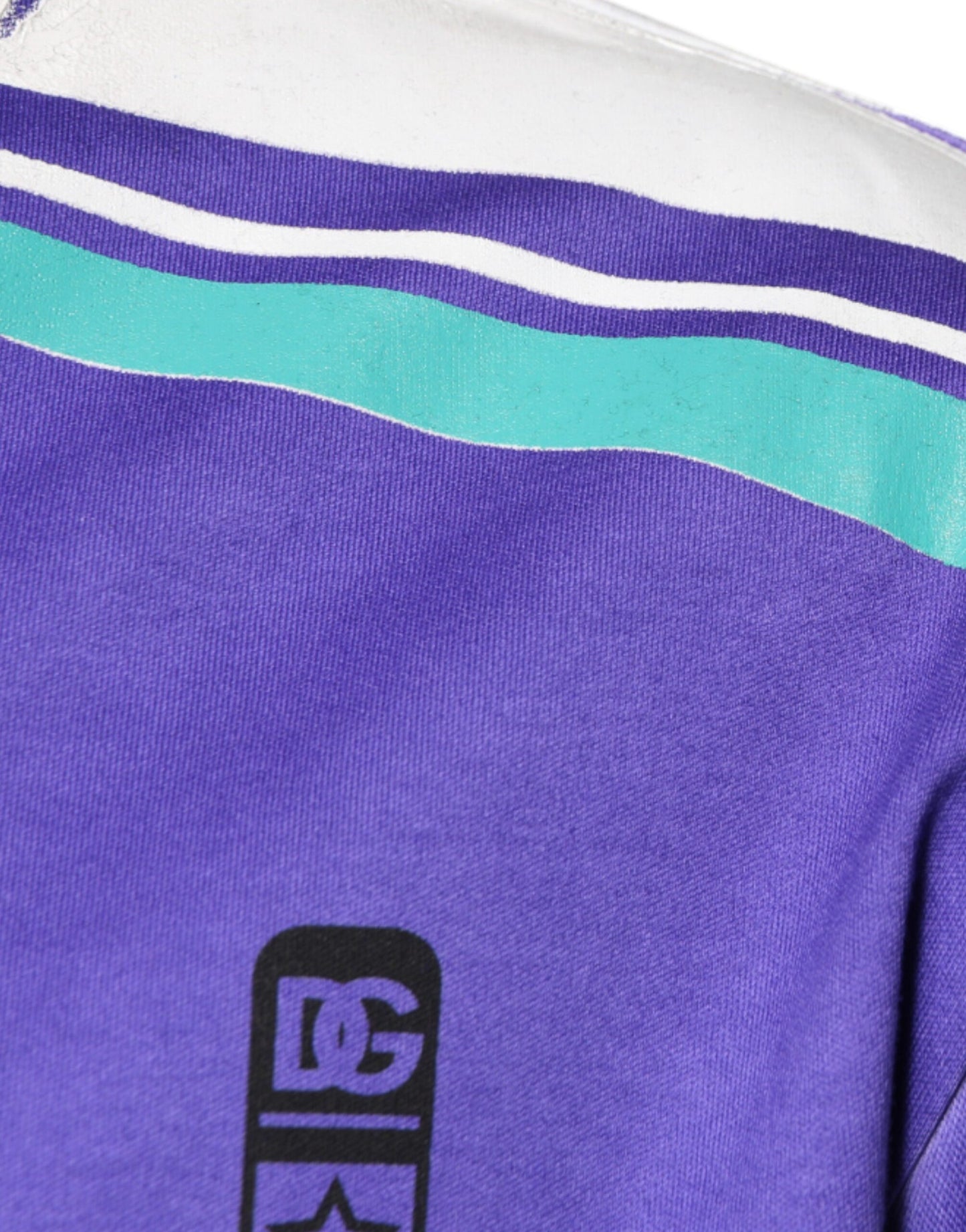 T-shirt col V en jersey de coton avec logo violet