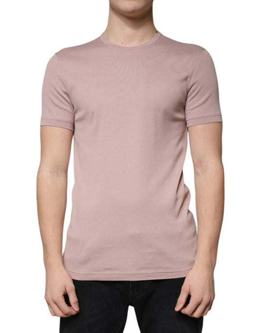 T-shirt marron à manches courtes et col rond en coton