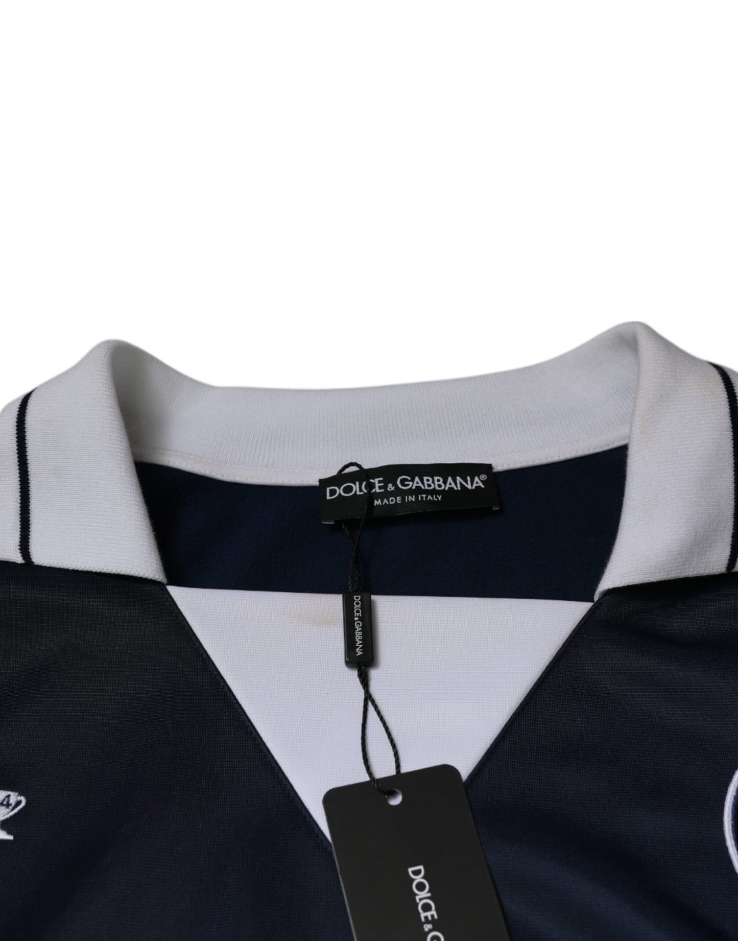 T-shirt à manches longues en jersey bleu et blanc Milano