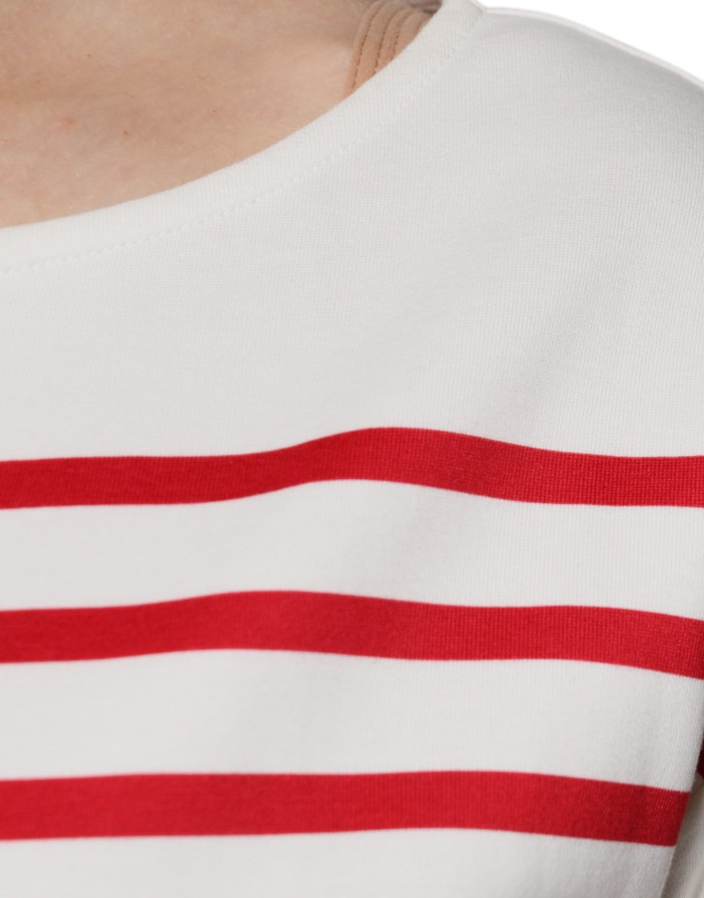 Top de algodón de manga larga con rayas blancas y rojas