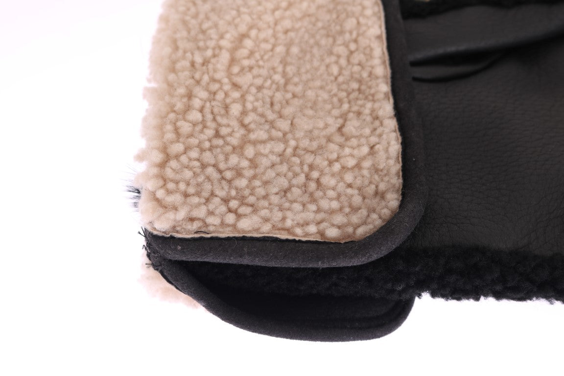 Guantes de piel de oveja negra con tachuelas
