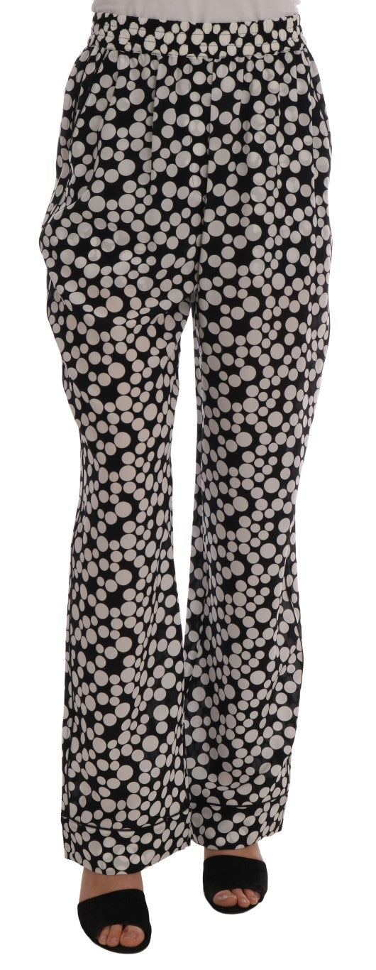 Pantalones de seda con lunares blancos y negros