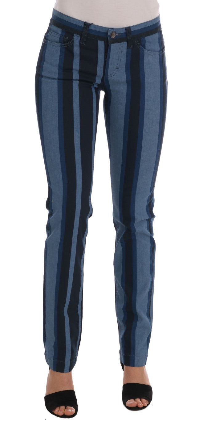 Vaqueros de algodón a rayas azules GIRLY