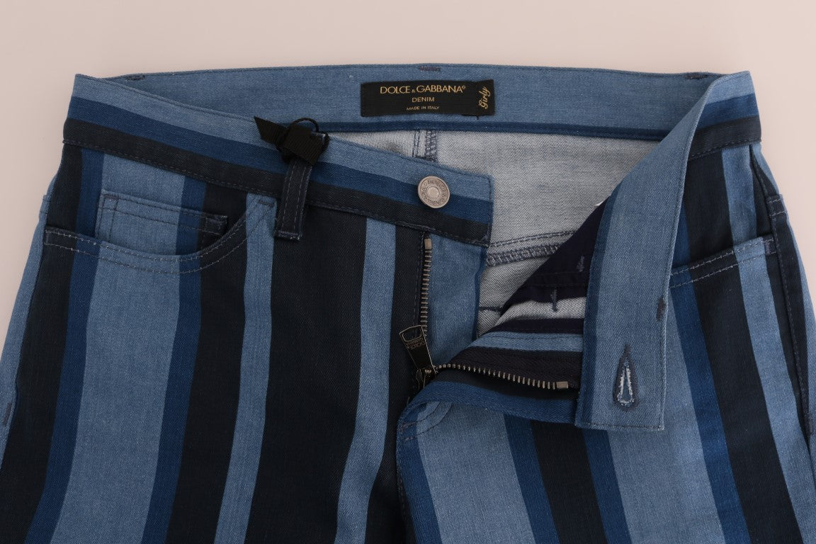 Vaqueros de algodón a rayas azules GIRLY