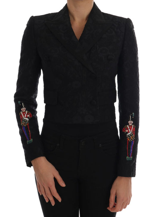 Chaqueta blazer de brocado negro