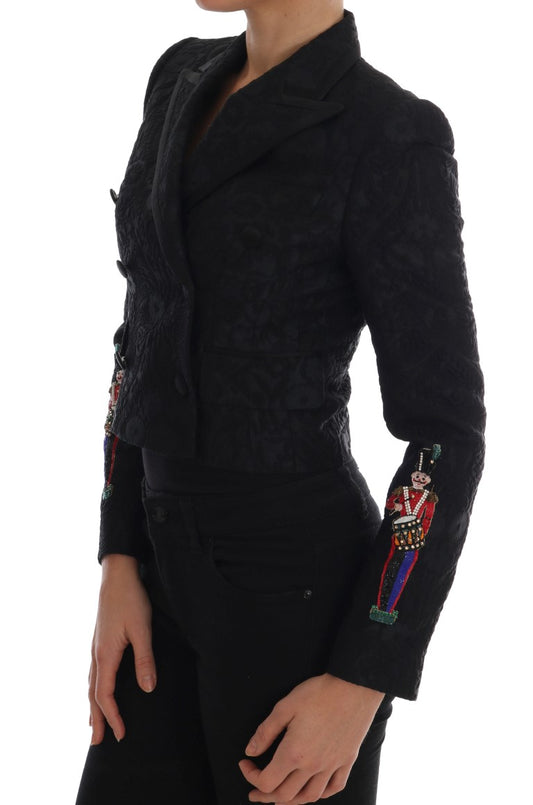 Chaqueta blazer de brocado negro