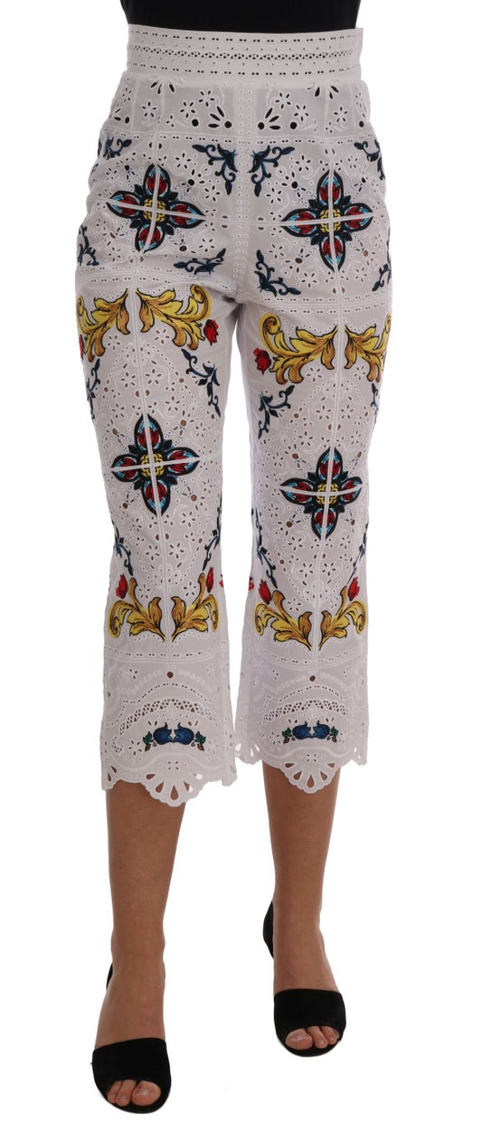 Pantalones capri con recortes de mayólica multicolor