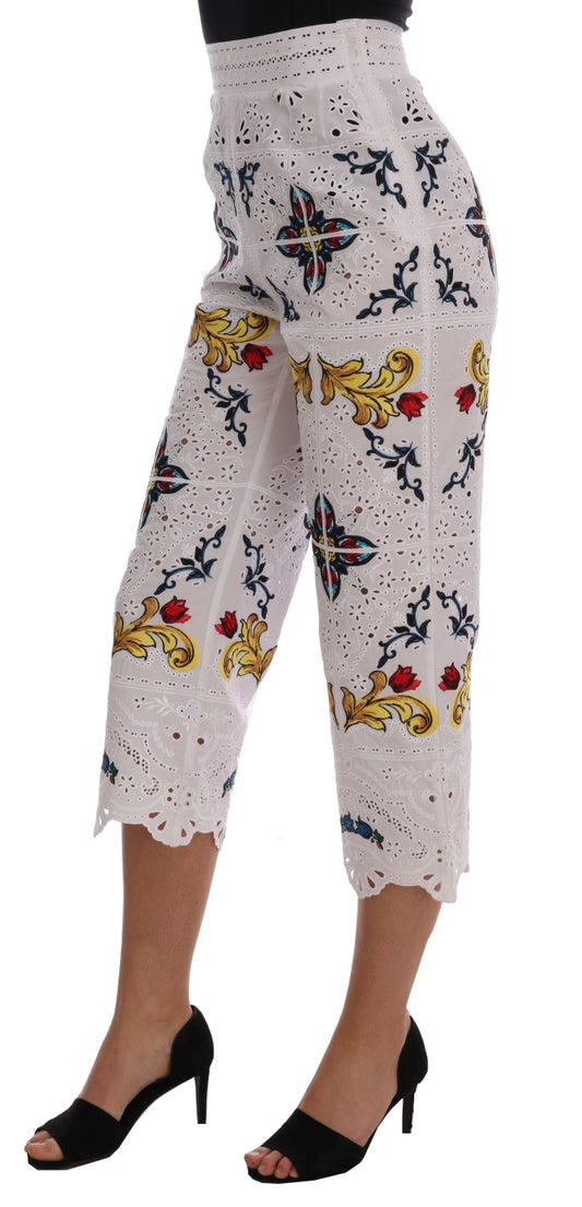 Pantalones capri con recortes de mayólica multicolor