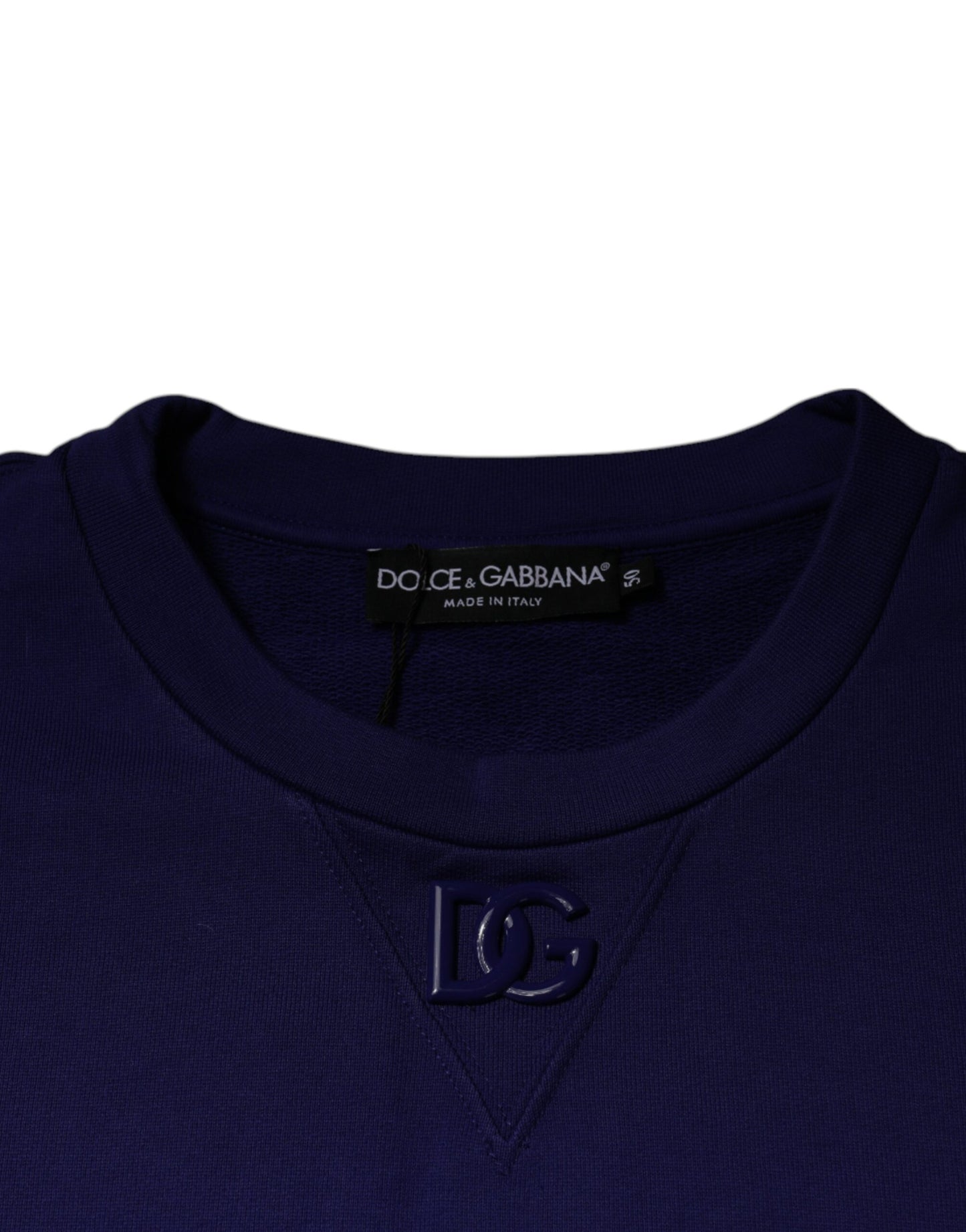 Suéter de algodón azul con cuello redondo para hombre